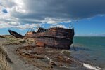 Schiffswrack am Meer in Patagonia